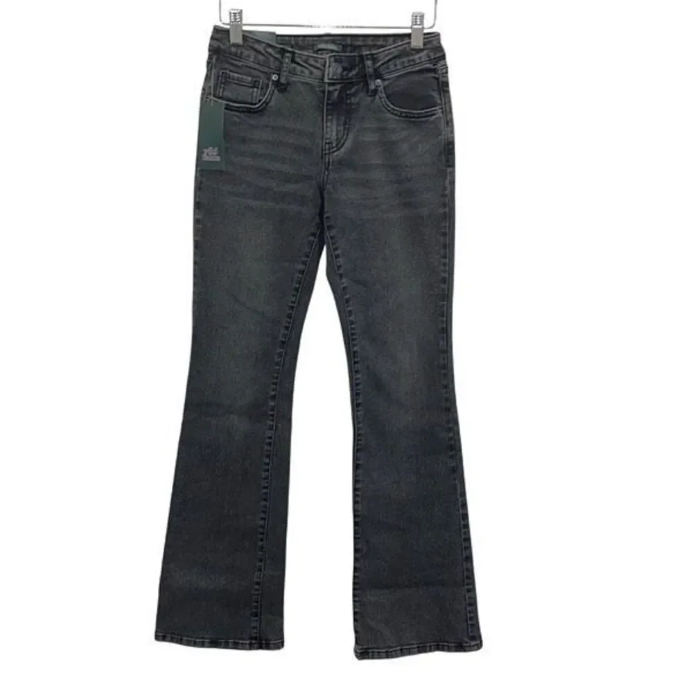 Wild Fable Womens Low Rise High Stretch Whiskered Flare Jeans Vintage Black Size